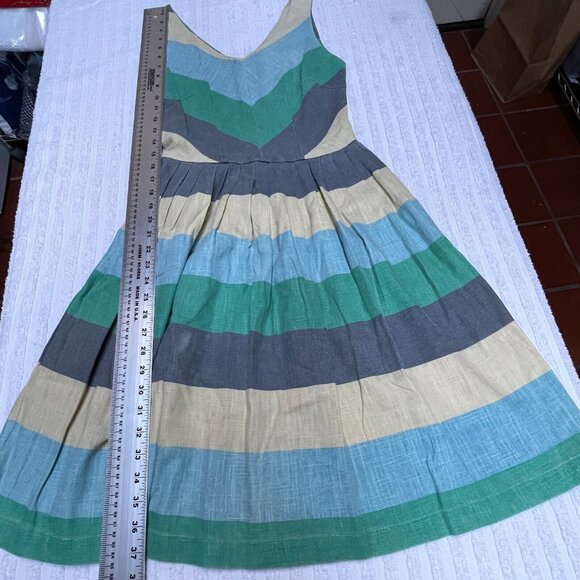 Knitted Dove Women Sleeveless A-Line Dress XS V-Neck Back Zip Striped Multicolor - Picture 9 of 9